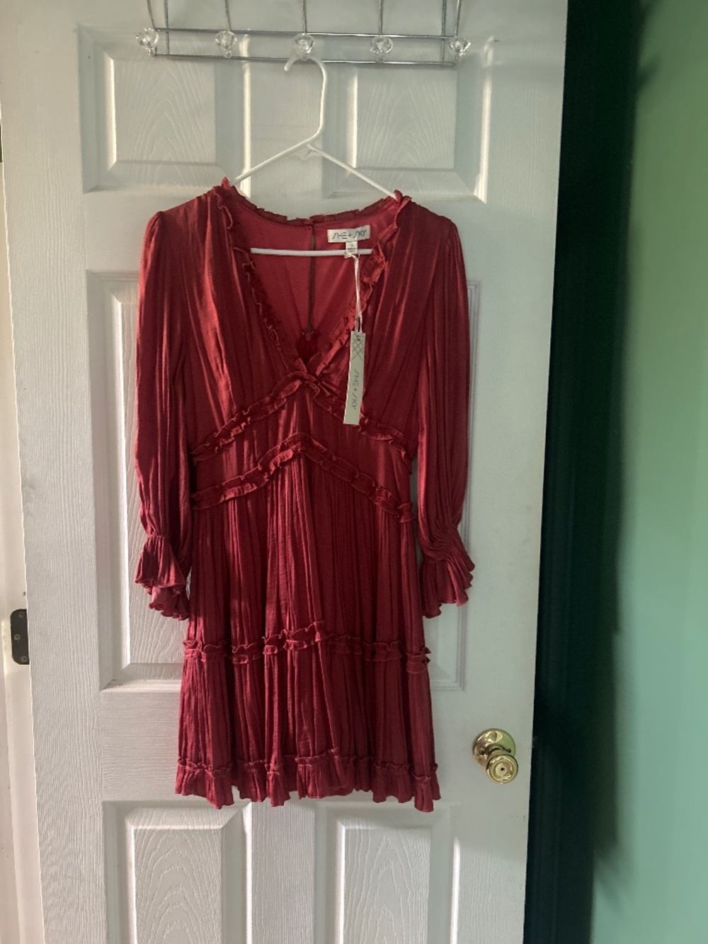 She+Sky, Size Small, Marsala (Red), “Never Leave Me” Dress